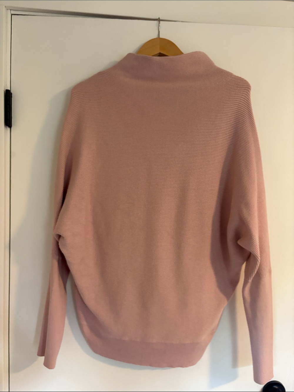 Womenβs Pink Ribbed Mock Neck Sweater